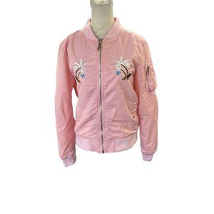 Schott NY Waikiki Commemorative Flight Jacket Size M Pink Embroidered
